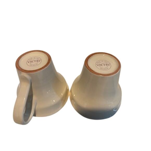 VIETRI Mugs Set of 2 Fresca Cream Rustic Edge Cups Made in Italy - Picture 4 of 10